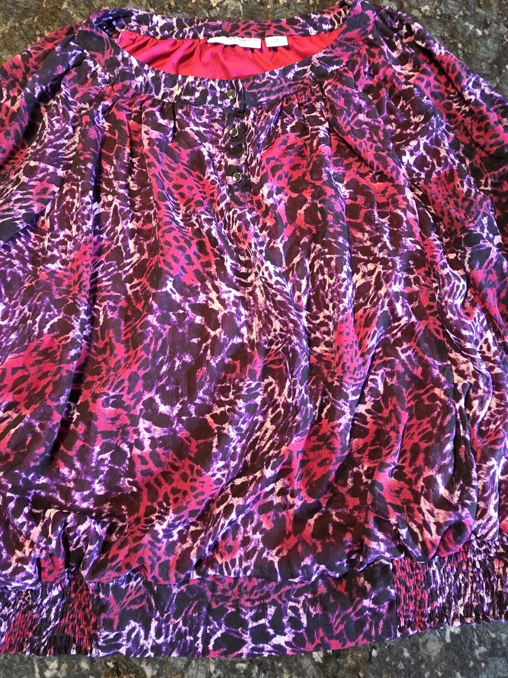 Women's Animal-Print Blouse in Pink and Purple